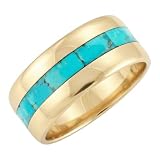 Anillo de banda turquesa – Piedra preciosa auténtica para mujeres y hombres, Metal Piedra preciosa, Turquesa