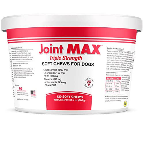 Joint Max Triple Strength (Ts) Soft Chews For Dogs - Glucosamine, Chondroitin, And Msm - Hip And Joint Pain Relief And Support Supplement For Dogs - Made In Usa - 120 Soft Chews #TOP12