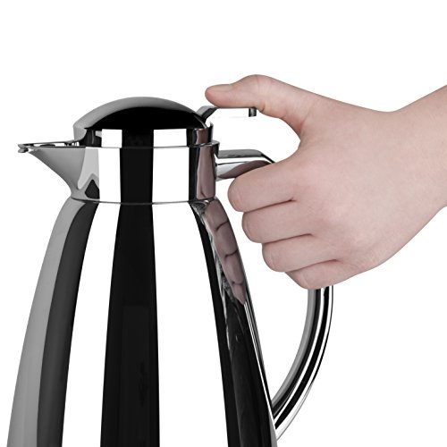 Emsa Campo Stainless Steel Thermal Carafe With Glass Liner, 34 Oz, Chrome #TOP4