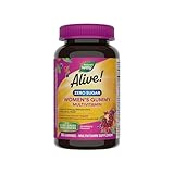 Nature's Way Alive! Zero Sugar Women's Gummy Multivitamins, Energy Metabolism*, Hair, Skin, Nails*, B-Vitamins, No Sugar Alcohols, Plant-Based Sweeteners, Strawberry Flavored, 80 Gummies