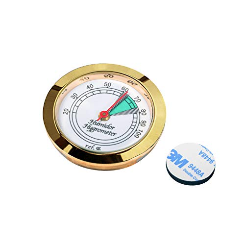 Medium Round Analog Hygrometer Humidity Gauge For Humidors - Color: Gold #TOP1