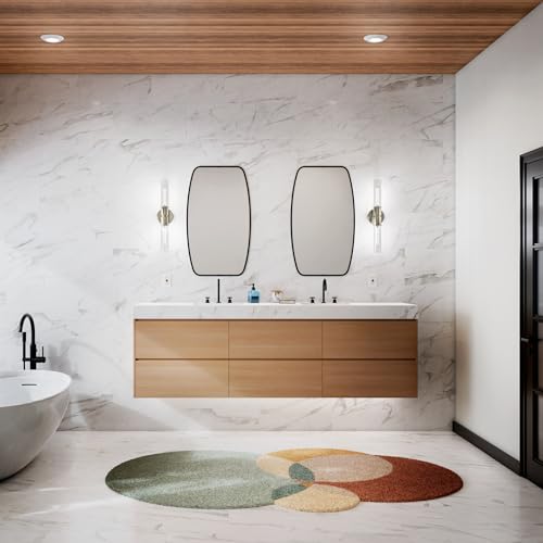 Image of Kichler Aviv 2-Light Wall Sconce, Modern Light with Clear Glass in Polished Nickel, for Bedroom, Laundry Room, Kitchen or Hallway (24 inch x 5.5 inch), 52654PN
