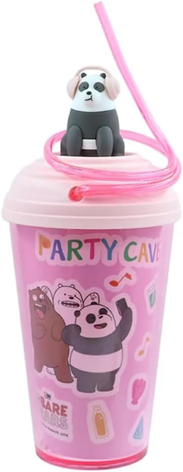 MINISO We Bare Bears Lisanslı Döndürülen Pipetli Plastik Bardak (480ml) - Panda