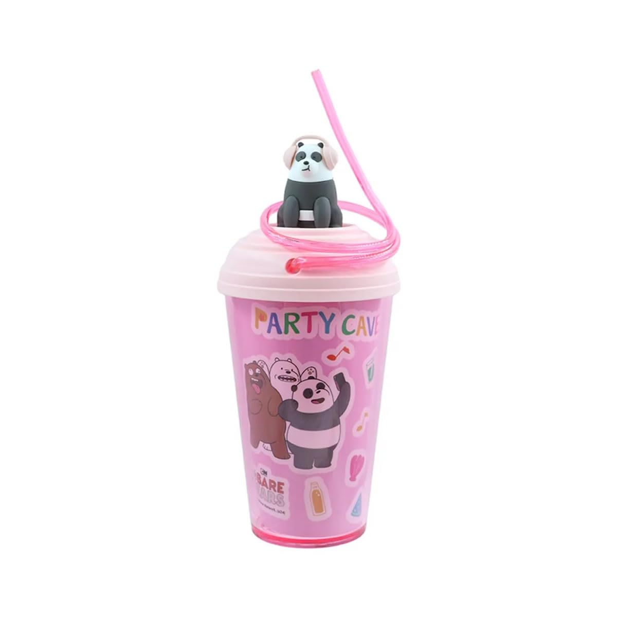 MINISO We Bare Bears Lisanslı Döndürülen Pipetli Plastik Bardak (480ml) - Panda
