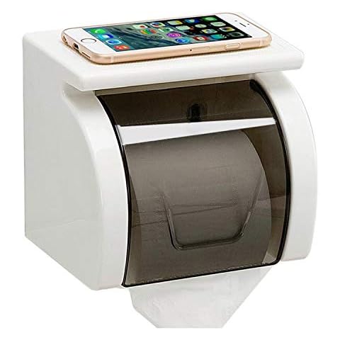 Meiyijia Toilet Roll Holder, Self Adhesive, Wall Mount Toilet Roll Holder,with Waterproof and dust Cover Cover