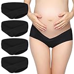 ACWOO Women's Maternity Knickers, 4PCS Soft Cotton Pregnancy Panties, Stretchable & Breathable Pregnancy Postpartum Underwear, V -Shape Low Waist Under The Bump Maternity Knickers Bikini Pants