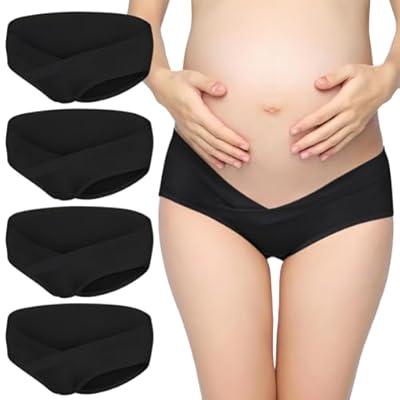 ACWOO 4 Paquetes Bragas de Maternidad para Mujer Embarazadas de Algodón Embarazo y Posparto Cintura Bajo Ropa Interior Maternidad