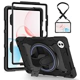 Shockproof Case for Honor Pad 10 12.1 inch, 360° Protection Cover with Adjustable Stand & Hand Strap-Multi-Angle Viewing, Anti-Drop - Black