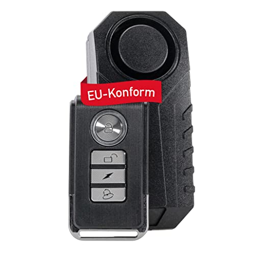 OK Cars – Fahrrad Alarmanlage mit Fernbedienung wasserfest - Kleine Alarmanlage mit 3 Lautstärkestufen bis 113 dB - Diebstahl-Warnanlage für Fahrrad, Motorrad & E-Scooter inkl. Montagezubehör