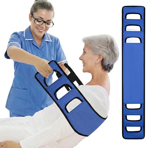 Elfzone Transfer Sling for Elderly and Disabled - Gait Belt，Transfer Belt for Elderly and Disabled,Gait Belts for Seniors, Body Wheelchair Lift Mobility Standing Aid for Patients (Blue)