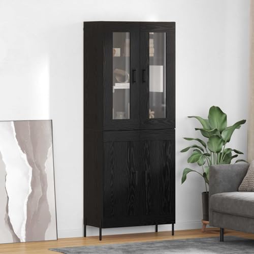 Tabla alta con aspecto de roble negro de 2 puertas y diseño vertical 2