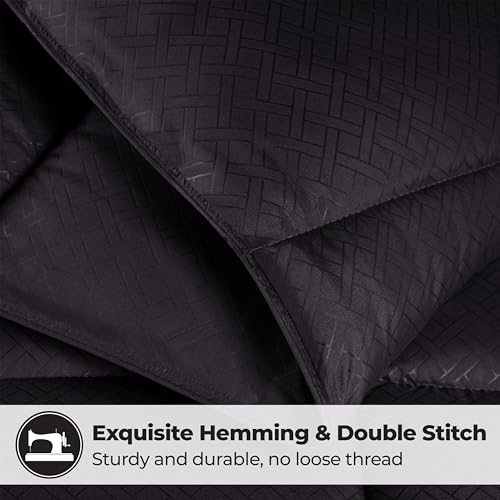 Colcha de rayas anchas Grand Down negra para cama Twin XL reversible 6