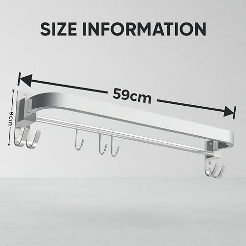 Image of JIALTO Stainless Steel Wall Mounted 24 Inch Towel Rack with 3 Hooks | Rustproof Bathroom Hangers for Clothes & Towel | Space Saving, Heavy Duty Towel Bar for Bathroom, Chrome Finish