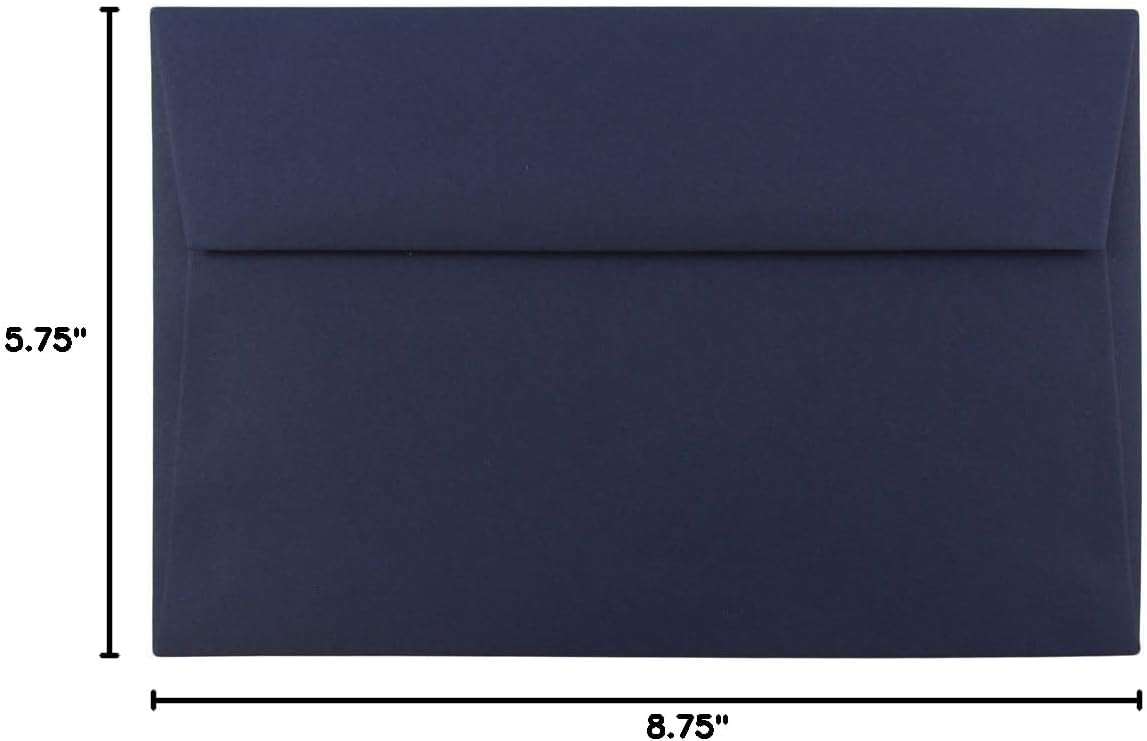 JAM PAPER A9 Premium Invitation Envelopes - 5 3/4 x 8 3/4 - Navy Blue - 50/Pack