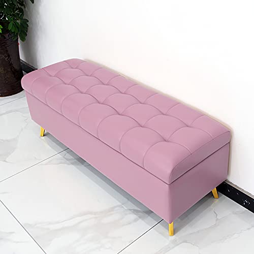 TMKDNNKG Banco tapizado Grueso con Almacenamiento, Banco otomano de Piel sintética, Banco multifunción Moderno para Sala de Estar, Dormitorio, Color Rosa, 80 x 40 x 43 cm (31 x 16 x 17 Pulgadas).