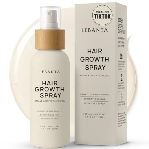 Lebanta Hair Growth Oil Spray - 100% Pure Ingredients For Non Greasy, Thicker & Stronger Hair - Organic Batana, Castor, Biotin, Saw Palmetto, and Rosemary Oil Gifts Women Scalp (4.1 Fl Oz (Pack of 1))