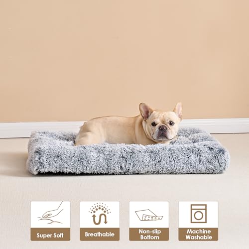 EHEYCIGA Fluffy Dog Crate Bed for Medium Dogs, Plush Faux Fur Crate Pad, Calming Anti Anxiety Medium Dog Bed, Washable Soft Warm Crate Mat with Non-Slip Bottom by EHEYCIGA - Image 8