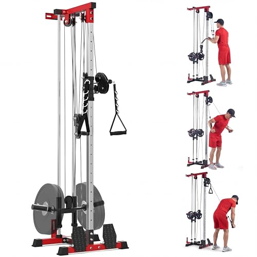 LAT Pull Down Machines, 20-Position Wall Mount Cable Machine, Dual Pulley Cable Machine, Pulldown & Low Row Dual Station System with Accessories for Cable Crossover, Row, Chest Press & Leg Exercises |