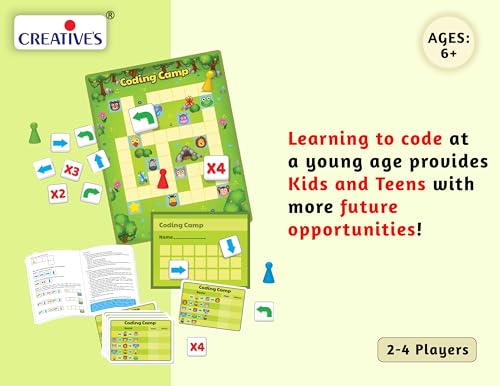 Image of Creative's Coding Camp Board Game - Learn Coding Without a Computer, Computational Thinking, Algorithms, Planning, 24 Games, 2-4 Players, Ages 6+