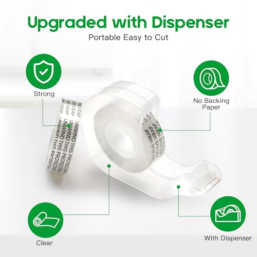 LOCKLOCK fita dupla face para serviços leves, pacote com 4, 1/2 x 350 polegadas, fita adesiva dupla
