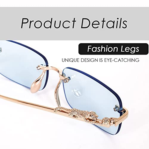Image of IFLASH MC STAN Metal Plated Temple Vintage Rimless Sunglasses Retro Luxury Frameless Shades Rectangle Colored Lens Sun Glasses