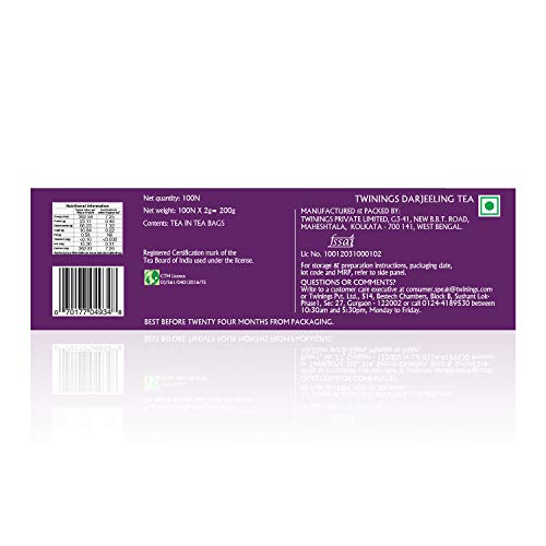 Image of Twinings Darjeeling Tea, 100 Teabags, Premium Black Tea, Origins, Light Strength, Delicate and Subtle,200 Grams