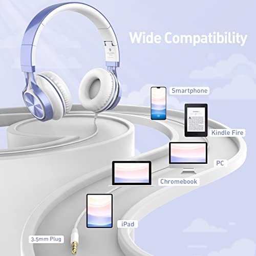 Image of AILIHEN Kids Headphones for School, 3.5mm Wired with Mic for Teens, Violet