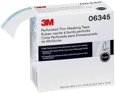 3M Cinta adhesiva perforada 06345, protección de pintura para moldear, cinta de elevación de recortes, desgarro de mano, banda dura de 0.197 in,