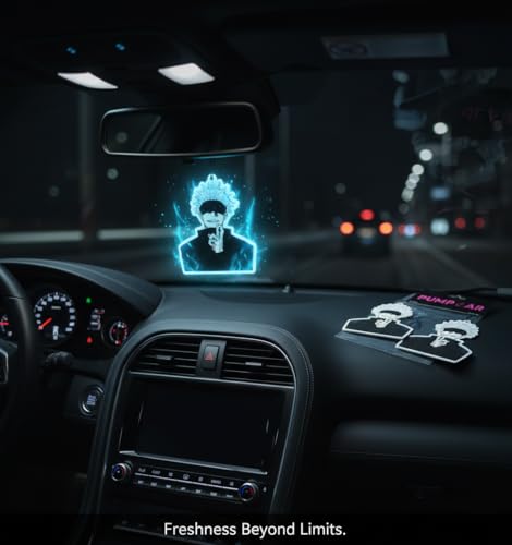 Image of PumpCar 2 pieces Gojo double-sided hanging Japanese anime cherry-scented car air freshener Cool anime hanging for rearview mirror Car Interior Accessories Gifts, purple
