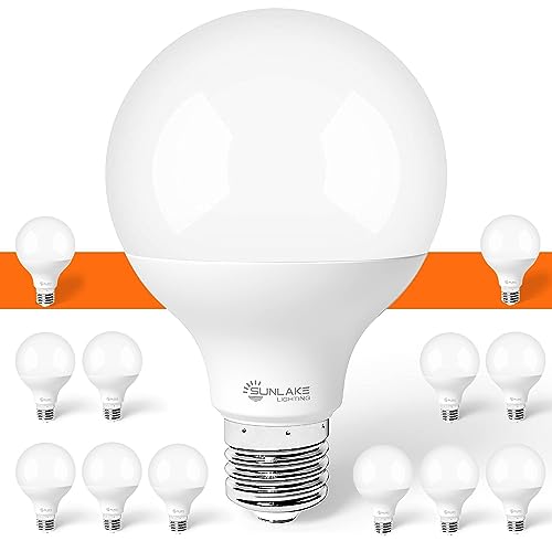 SunLake 12 Pack G25 Vanity Globe Light Bulbs 5 Watt (40 Watt Equivalent) Dimmable, 5000K Daylight LED, Eye Friendly 450 LUMENS, E26 Base, Ideal for Bathroom Makeup Mirror Droplight, Floor lamp SunLake 12 Pack G25 Vanity Globe Light Bulbs 5 Watt (40 Watt Equivalent) Dimmable, 5000K Daylight LED, Eye Friendly 450 LUMENS, E26 Base, Ideal for Bathroom Makeup Mirror Droplight, Floor lamp