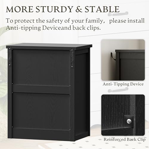 Image of BORNOON 3-Drawer Dresser for Bedroom, Small Wooden Chest of Drawers with Metal Handles, Narrow Storage Cabinet with Anti-Tipping Design, Sturdy Dresser Organizer for Closet, Living Room, Entryway