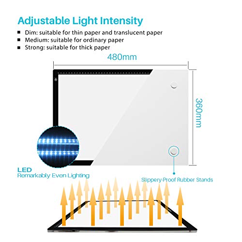 Huion La3 Led Tracing Light Box, Portable Usb Copy Board Dimmable Brightness Tatto Light Pad - A3 Size #TOP7
