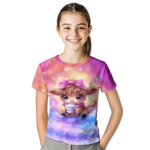 Image of WELLFLYHOM Kids Tshirts Girls Boys Short Sleeve Crewneck Tees Shirts Casual Sport Pullover Tops Size 3-16 Years
