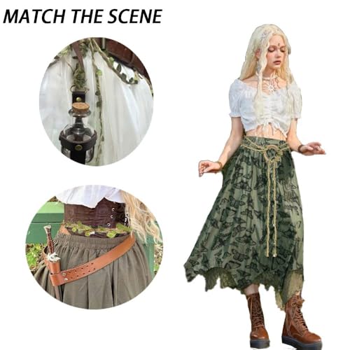 Renaissance medieval belt, linen and leafy hand-woven belt2