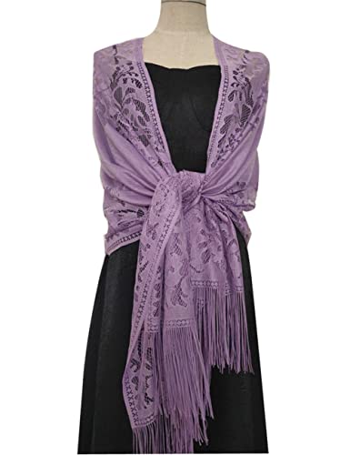 Women's Floral Lace Scarf Tassels Shawl for Wedding Evening Party Dresse(DDNPJ3)2