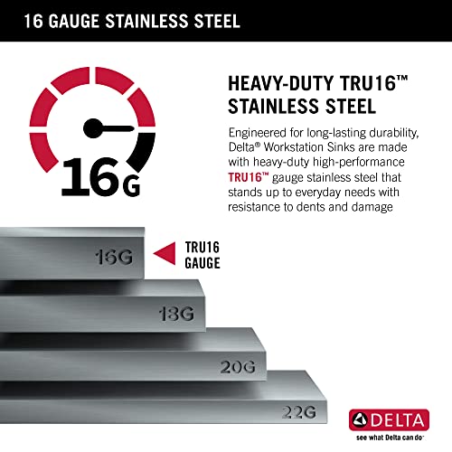 DELTA FAUCET Delta Lenta 30-inch Undermount 16 Gauge Stainless Steel Single Bowl Kitchen Sink with Accessories, 953034-30S-SS, Satin by DELTA - Image 7