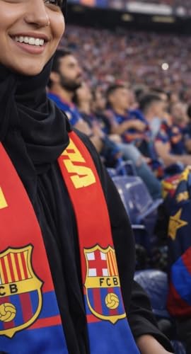 شال برشلونة الرسمي، أحمر وأزرق مع شعار FCB، إكسسوار مشجعين كرة القدم