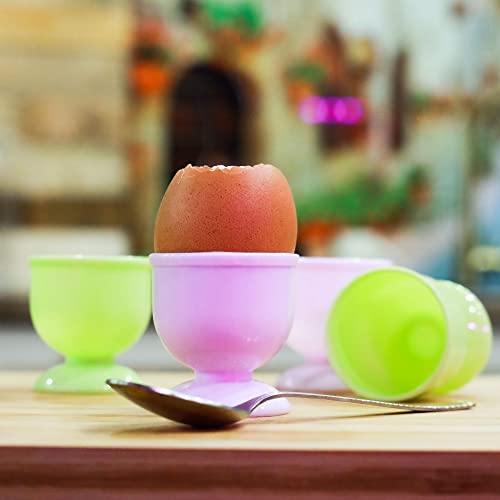 Eierbecher 4er Set, Leichte gekochte Eierhalter Ideal für Frühstück, Langlebiger Kunststoff, Spülmaschinenfest, 5 x 5 x 4 cm, Weiß und Blau (4er Pack Eierbecher) – Bild 7