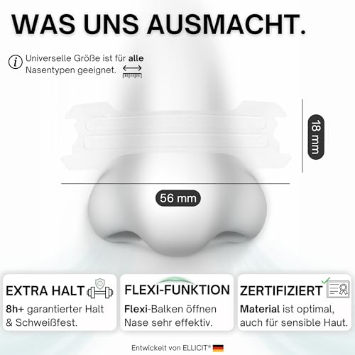 Ellicit Nasenpflaster Transparent, 30er Pack Premium Nasenstrips, gegen Schnarchen, Extra Halt für bessere Schlafqualität, besser Atmen bei verstopfter Nase, Nasal Strips [für jede Nase]