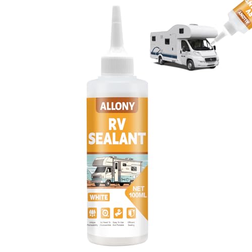 Allony Sellador Camper, Autocaravana Sellador de Grietas, Blanco Creeping Crack Cure, Impermeable, Adecuado para Reparación de Grietas en Vehículos Recreativos, Fácil de Aplicar - 100ML