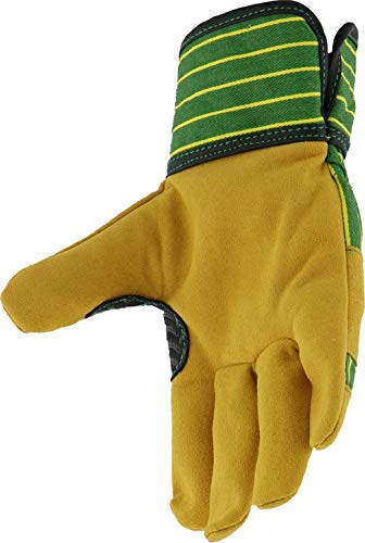 John Deere Jd00024-Y Youth Split Cowhide Leather Palm Gloves, Abrasion Resistant, Yellow/Green, Youth-Small #TOP2