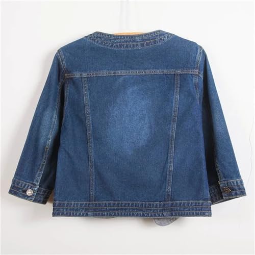 Women Denim Jackets Spring Three-Quarter Sleeve O-Neck Single-Breasted Washed Jean Short Jacket2