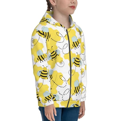 Cheerful Bumble Bees Kid Hoodies Boys Zip Up Sweatshirts Girls Pullover with Pocket4