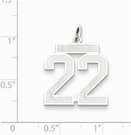 Sterling Silver Medium Satin Number 22 Charm