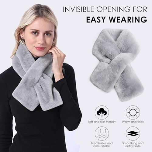 Faux Fur Collar Scarf for Women Winter, Fluffy Scarves Neck Shrug for Cold Weather4