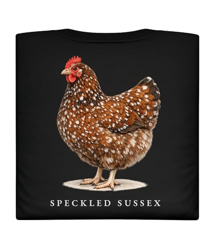 Speckled Sussex Chicken T-Shirt, Sussex Breed Tee, Farm Poultry Graphic Tee Navy
