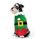 Funny Elf Dog & Cat Costume - Christmas Party Outfit, Winter Coat for Dogs & Puppies (S)