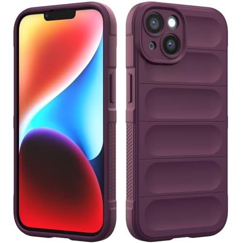 Coque antichoc iPhone 14 Plus en silicone violet et doublure microfibre