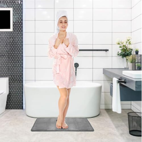 Image of HASTHIP Quick Dry Bathroom Mats Anti Slip Set of 3, Anti-Slip, Super Absorbent, 80x50 + 40x60 and U-Shaped Toilet Mats for Bathroom, Memory Foam Bath Mat, Soft & Durable, Machine Washable
