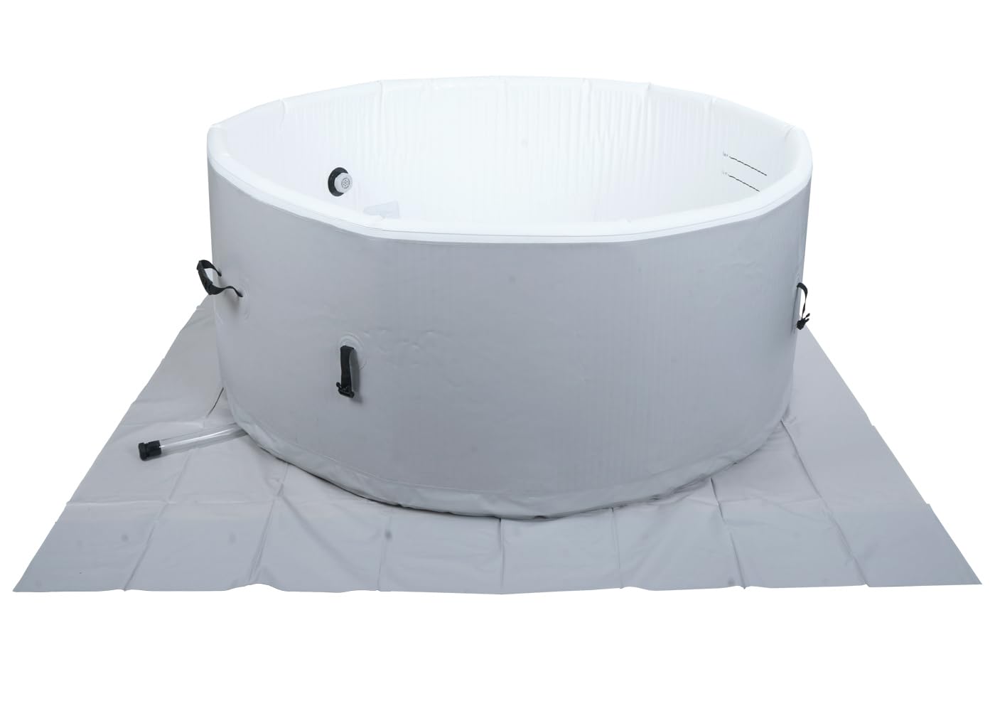 Mendler Whirlpool HWC-N97, Ersatz-Pool 5 Personen, In-/Outdoor aufblasbar Dropstitch-Gewebe, rund Ø180cm grau-weiß